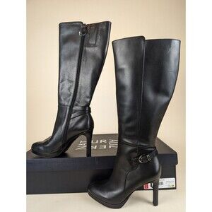 Naturalizer Tai Tall Heeled Boots Women 5.5 M Wide Calf Black Leather Shoes NWB